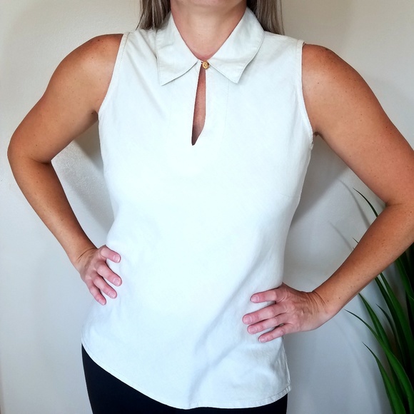LOFT Tops - LOFT  Ann Tayor Khaki Sleeveless Blouse